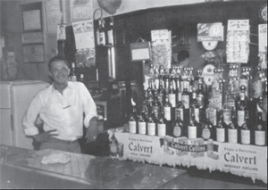 Wally behind the bar